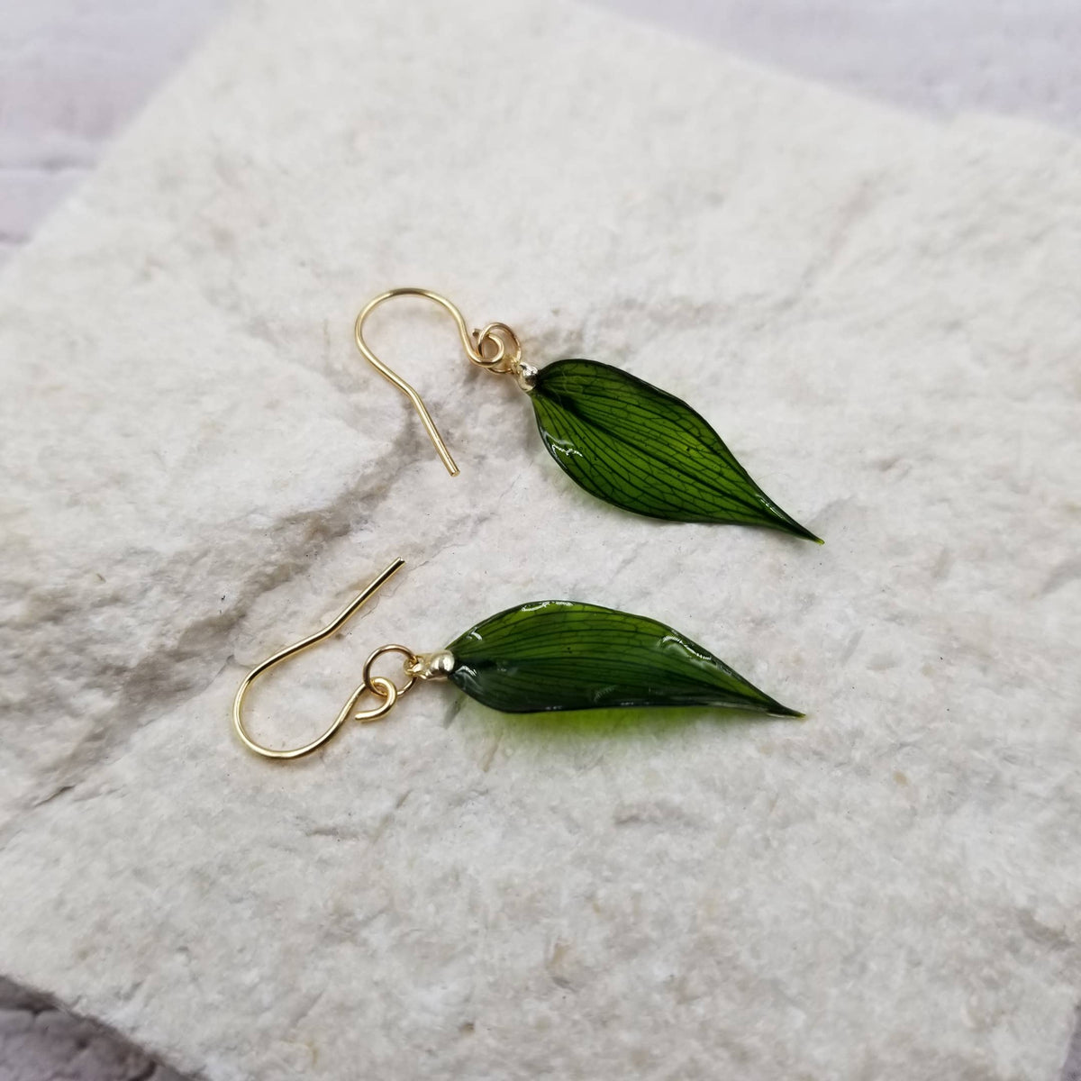 Drip Glue Natural Bamboo Leaf Earrings