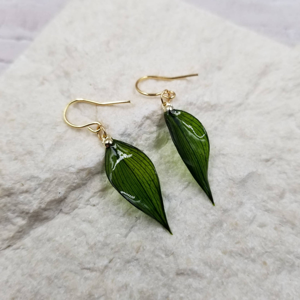 Drip Glue Natural Bamboo Leaf Earrings