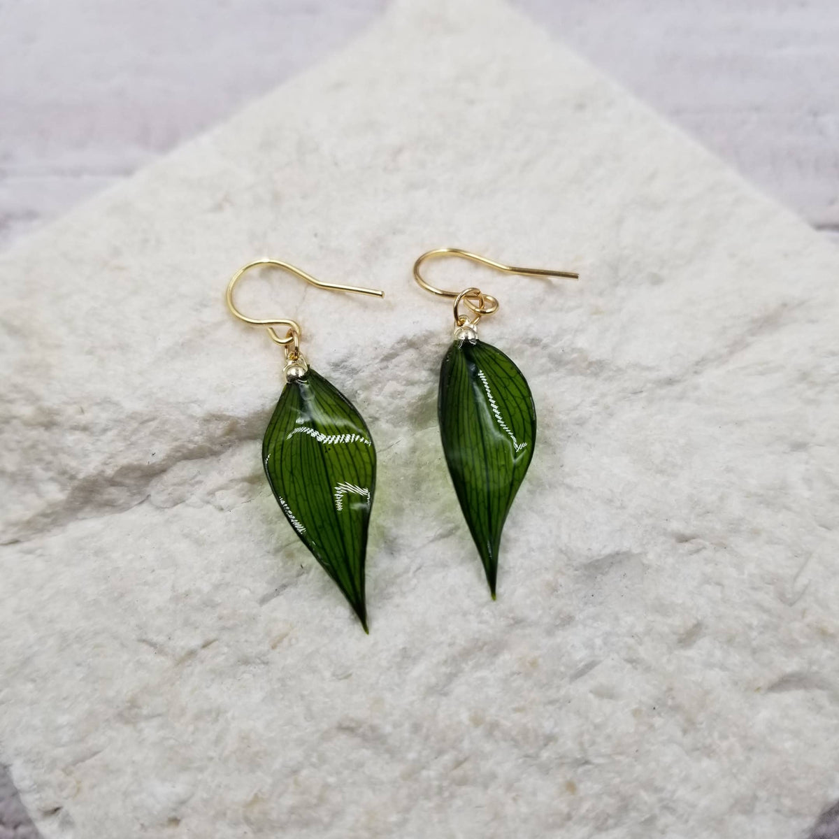 Drip Glue Natural Bamboo Leaf Earrings