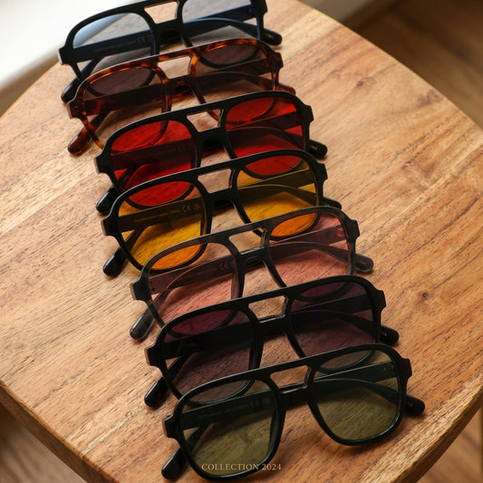 Retro Square Aviator Style Color Lens Sunglasses