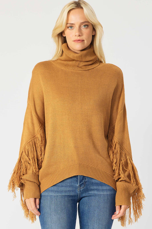 SOLID LONG SLEEVE TURTLE NECK SWEATER TOP